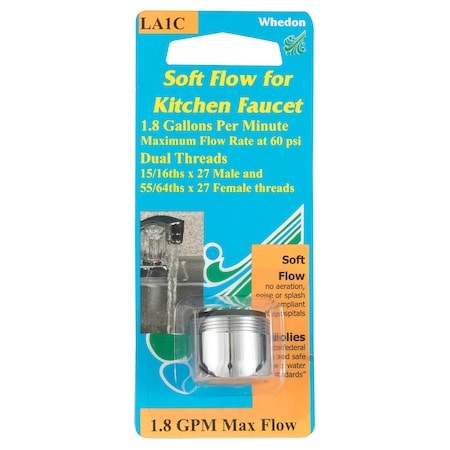 Whedon Whedon Laminar Flow Dual Thread 15/16 in.- 27M x 55/64 in.-27F Chrome Plated Faucet Aerator LA1C